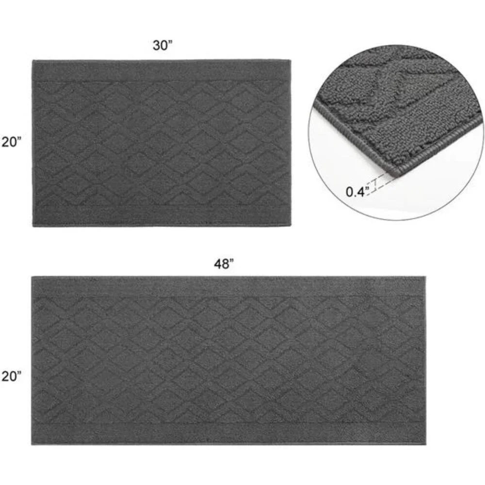 48x20 Inch/30X20 Inch Kitchen Rug Mats Made of 100% Polypropylene 2 Pieces Soft